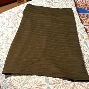 Stretch Knee Length Olive Skirt 3X